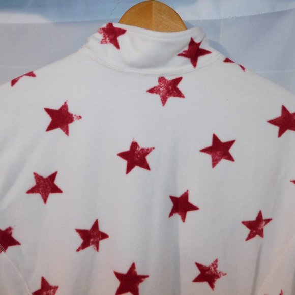 Eddie Bauer Womens 2XL White Red Star Light Fleece 1/4 Zip Pullover Top sweater - Picture 9 of 9